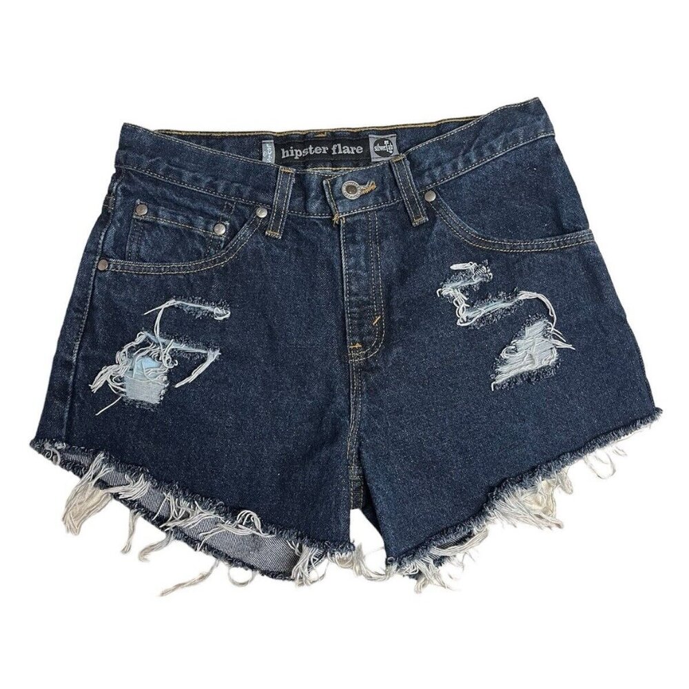 Levi’s SilverTab Short JR 5 Cut Off 26 Hipster Flare Raw Destroyed Fray Dark VTG